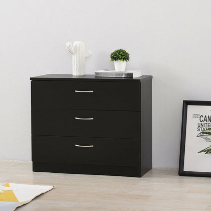 Modern Bedside Table Cabinet Chest of Drawers Nightstand 3 Drawers Bedroom BLACK