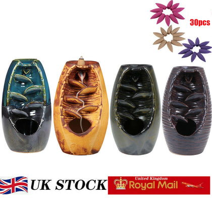 Mountain River Ceramic Backflow Insence Burner Waterfall Smoke Cone Holder Aroma