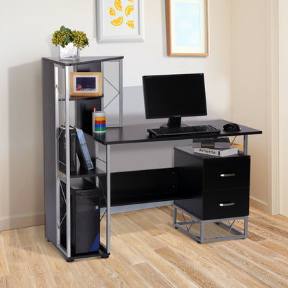 HOMCOM Computer PC Laptop Desk Table Shelf 2 Drawers Bookstore workstation