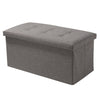 GREY LINEN FOLDING STORAGE OTTOMAN POUFFE SEAT FOOT STOOL STORAGE BOX UK