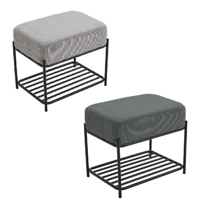 Bedroom Vanity Stool Thick Padded Stool Chair Metal Frame Shoe Rack Home Seating