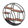 Large Round Wall Unit Industrial Retro Metal Wood Shelf Storage Hanging Rack UK