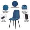 2 Pcs Dining Chair Velvet Upholstered Kitchen Metal Legs Chair Dining Room Blue