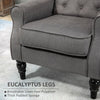 Grey Accent Armchair Retro Button Tufted Wingback Chair Vintage Wing Back Couch