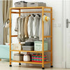 3 Layer Wooden Rail Clothes Hanging Coat Stand Shoe Rack Shelve Storage Wardrobe
