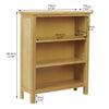 Solid Oak Small Wide Bookcase Light Solid Wooden Low 3 Book Shelf Shelving Unit