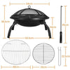 Garden Fire Pit Outdoor fire Bowl for Bonfire Camping BBQ with Mesh Lid/Cooking