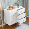 1 Door 3 Drawer Sideboard with Golden Hairpin Legs Storage Cabinet Buffets White