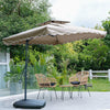 Garden Parasol Banana Cantilever Umbrella Crank Sun Shade Patio Outdoor W/ Base