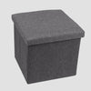 LARGE LINEN FOLDING STORAGE OTTOMAN POUFFE SEAT FOOT STOOL STORAGE BOX GREY UK