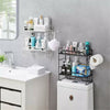 2 Tier Over The Toilet Storage Shelf Bathroom Rack Organizer with Paper Holdder