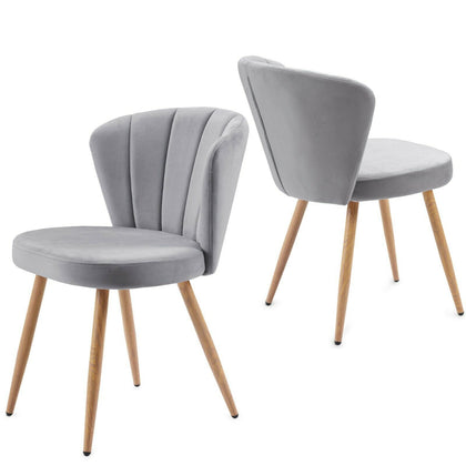 2pcs Dining Chair Velvet Fabric Armchair Shell Stitched Back Living Room Bedroom