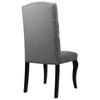 2PCS Chesterfield Fabric Dining Chair Button Backrest Chairs High Back Wood Legs