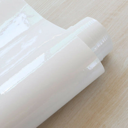 10M Plain Gloss White Vinyl Film Wrap Sticky Back Kitchen Cupboard Door Covering