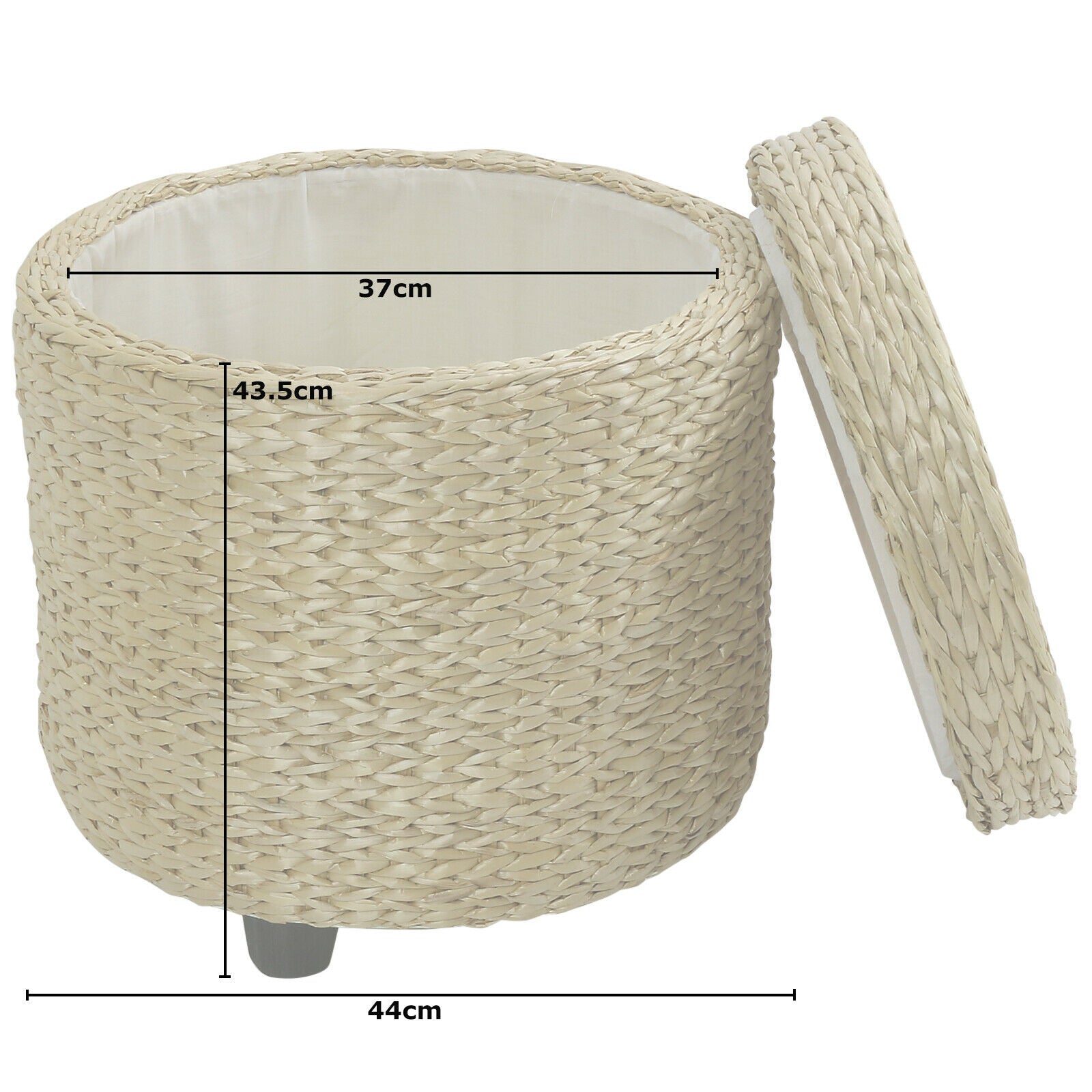 ROUND STORAGE OTTOMAN STOOL/SIDE TABLE SEAT WOVEN WICKER RATTAN STYLE FURNITURE
