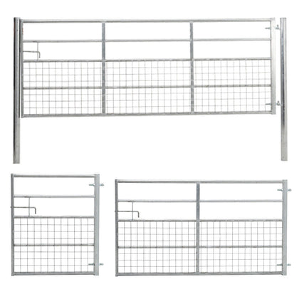 Galvanised Metal Field Farm Entrance Half Mesh Security Gate Fence Various Size