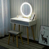 Dressing Table LED Light Mirror Makeup Desk Vanity Set 2 Drawers Stool Organizer