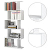 Wood Bookcase Bookshelf S Shape 5 Tier Shelves Free Standing Shelving Storage