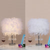 White Feather Shade Table Bedside Desk Lamp Night Light Lampshade Modern Lighted