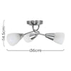 Modern 3 Way Semi Flush Ceiling Light Fitting Brushed Chrome + Glass Lounge Home