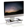 VonHaus Black Curved Glass Monitor Mount Riser Computer Screen Small TV Stand