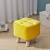 Luxury Padded Wooden Footstool Ottoman Square/Round Pouffe Stool Wood 4 Legs UK