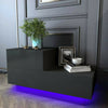 High Gloss Bedside Table Nightstand Cabinet Chest Of 2 Drawer RGB LED Light