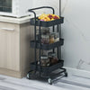 3 Tier Slim Kitchen Storage Trolley Cart Rack Tray Shelf Rolling Wheel W/ Handle