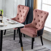 Velvet Dining Chair With Ring Knocker High Back Padded Seat Retro Button Studded