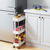 Kitchen Bathroom Storage Trolley 2/3/4 Tier Slim Slide Shelf Rack Space Saver
