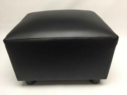 Footstool / Pouffe Small Box Stool Black faux leather British Made Fabric