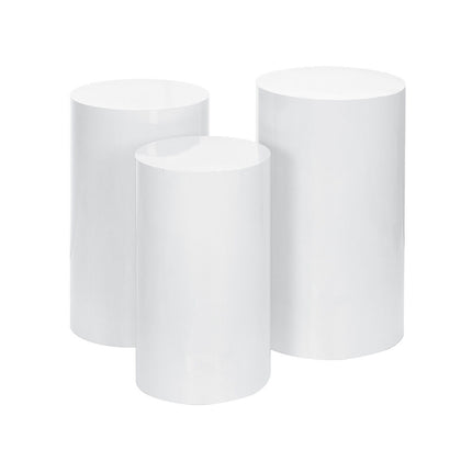 Set of 3 Round Wedding Cylinder Plinth Dessert Pedestal Centrepiece Stand Decor