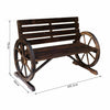 Wooden Cart Wagon Wheel 2 Seater Garden Bench Outdoor Armrest Chair