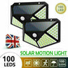 4X 100LED Solar Power PIR Motion Sensor Wall Lights Outdoor Garden Security Lamp