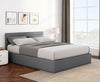 Linen Side Lift Up Storage Bed Frame Ottoman Divan Base free Headboard in Grey