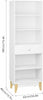 189cm Tall Bookcase Narrow 5 Tier Bookshelf with Drawer Storage Cabinet White