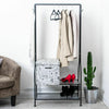 Clothes Rail With Shoe Rack Storage Shelf Hooks Feet Metal Clothes Rack Black
