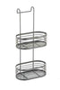 2 TIER GREY OVER SHOWER SCREEN CADDY BASKET STORAGE RACK HOLDER BATHROOM HANGING