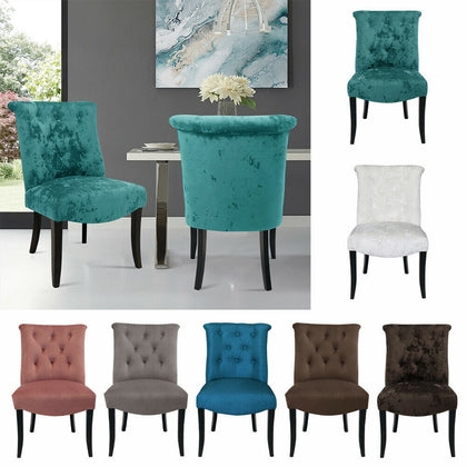 2pc Dining Chairs Velvet Padded Seat Button High Back Kitchen Lounge Restaurant