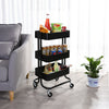 3 Tier Metal Kitchen Trolley Cart Slim Rolling Storage Rack Serving Shelf Tray