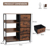 Fabric Chest Of Drawers with Shelves Industrial 4 Drawer Dresser Organizer Brown