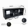 Black TV Unit Cabinet LED High Gloss Doors 130cm TV Stand For Living Room