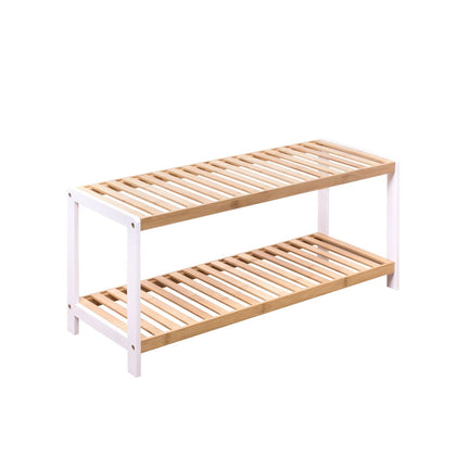 2 Tier Bamboo Shoe Rack Stand Shelf Shelving Hallway,Bathroom Storage Organiser