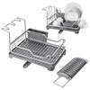 Extendable PLATE DISH CUTLERY CUP DRAINER DRAINING RACK DRIP TRAY PLATES HOLDER