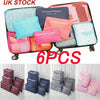 6pcs Packing Cubes Luggage Storage Organiser Travel Compression Suitcase Bag A+