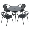 Garden Bistro Table Tempered Glass Top Metal Leg Coffee Table with Parasol Hole