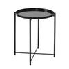 Coffee Table Folding Side Table Round Metal Tray Top Portable Table Night Stand