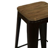 Industrial Metal Barstool with Wooden Seat Stackable Breakfast Bar Stool