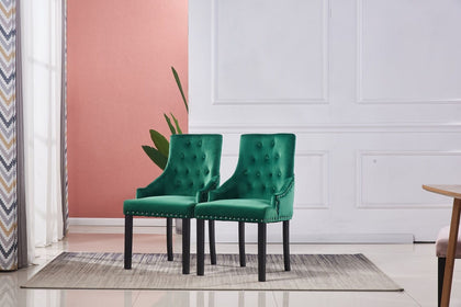 2x Velvet Dining Chairs Living Room Chairs with High Backrest Counter Chairs UK