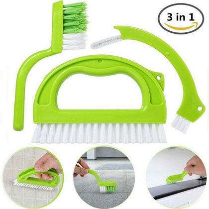 3Pcs Tile Grout Cleaner Brush Scrubber Clean Bathroom Surfaces Tub Tile Interior